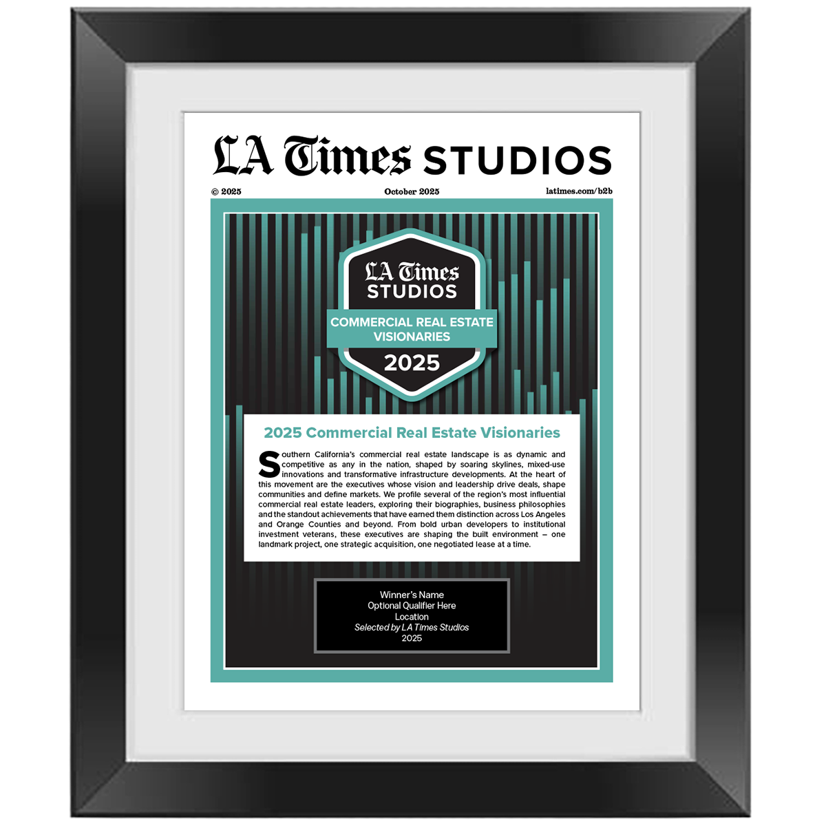 2025 Commercial Real Estate Visionaries – Article in Black Frame