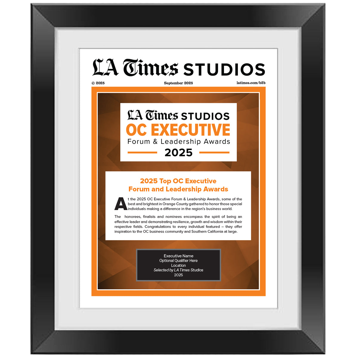 2025 OC Executive Forum & Leadership Award – Article in Black Frame