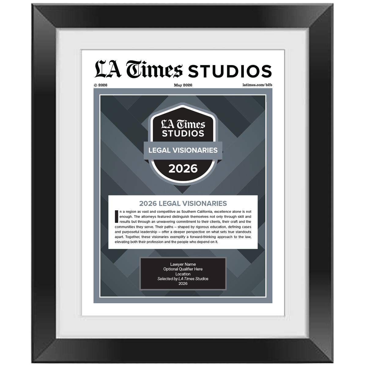 2026 Legal Visionaries – Article in Black Frame