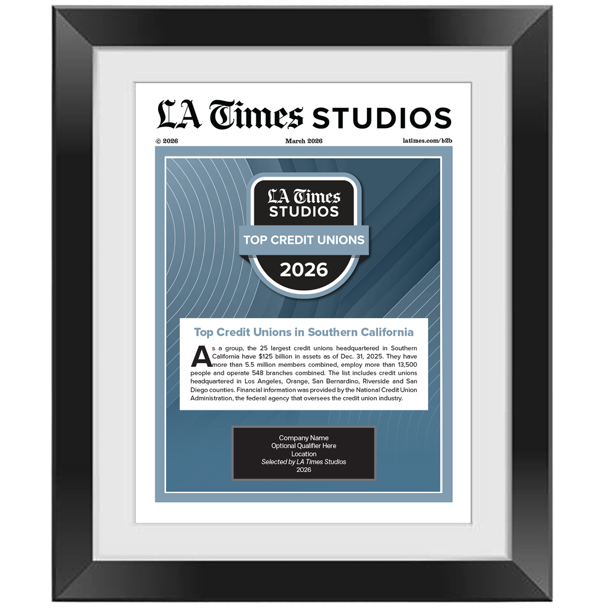 2026 Top Credit Unions – Article in Black Frame