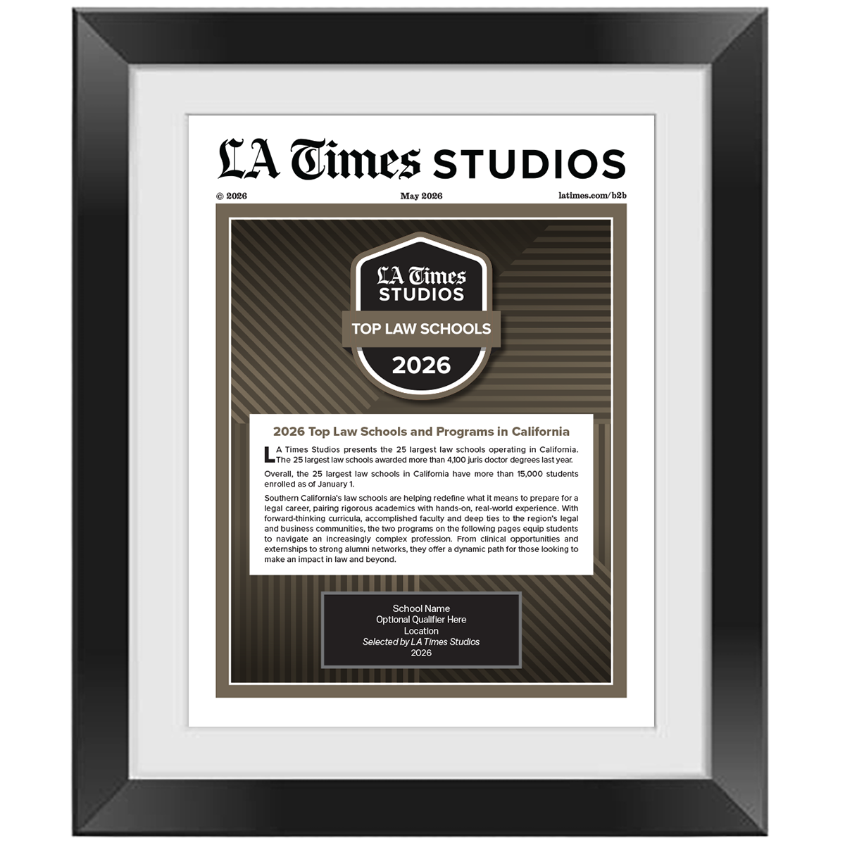2026 Top Law Schools – Article in Black Frame