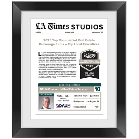 2025 Top Commercial Real Estate Brokerage Firms: Top Local Executive – Article in Black Frame