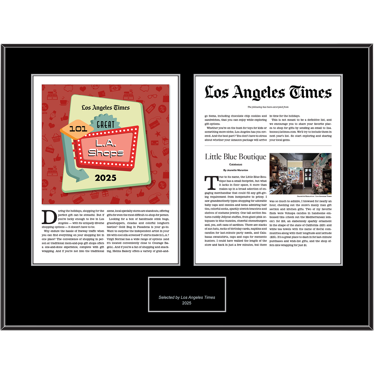 101 Great L.A. Shops – 2025 – Two-Page Plaque