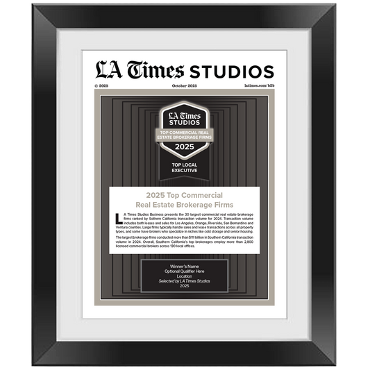 2025 Top Commercial Real Estate Brokerage Firms: Top Local Executive – Article in Black Frame