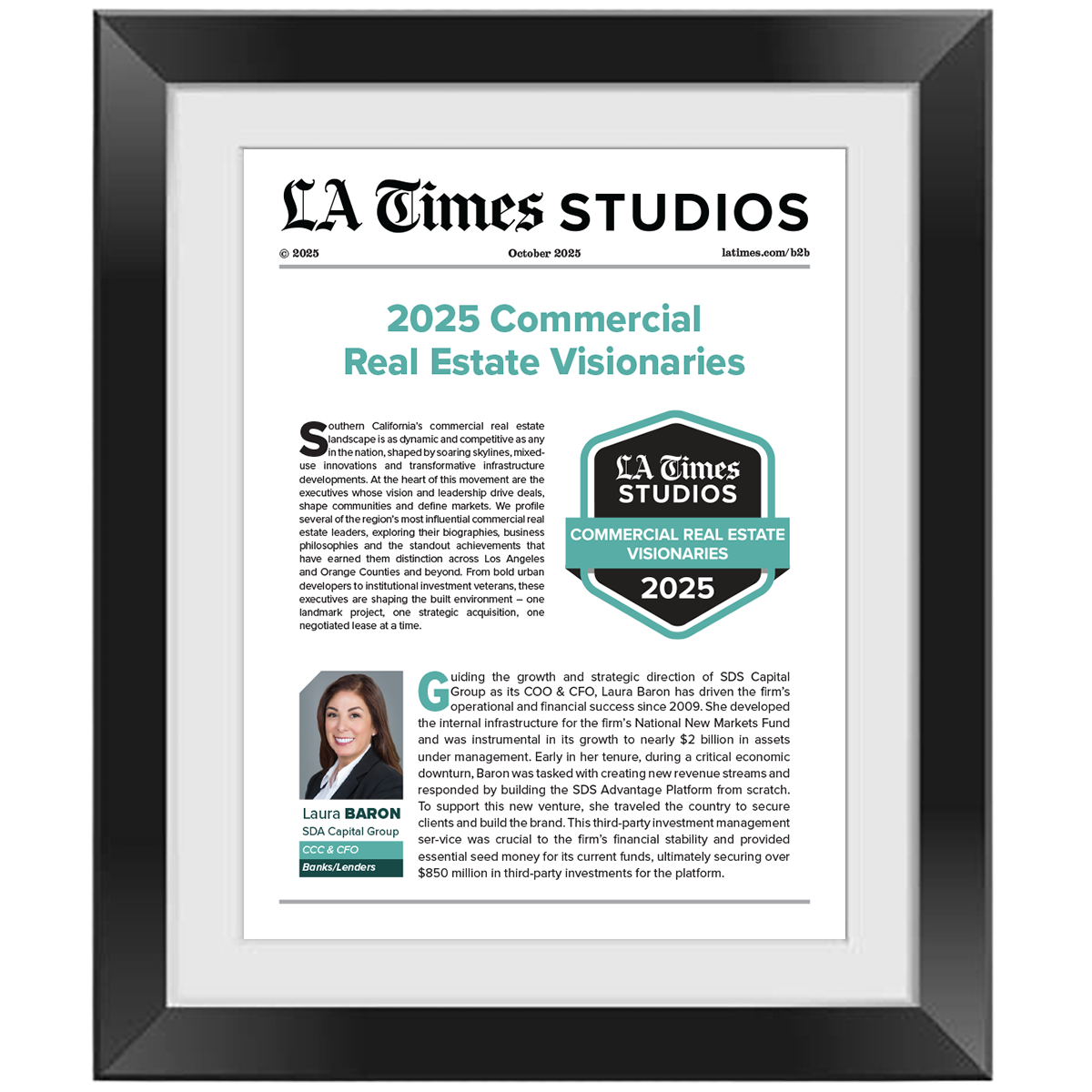 2025 Commercial Real Estate Visionaries – Article in Black Frame