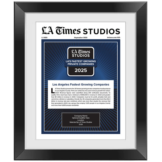 2025 LA's Fastest Growing Private Companies – Article in Black Frame