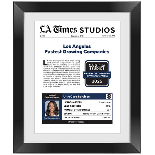 2025 LA's Fastest Growing Private Companies – Article in Black Frame
