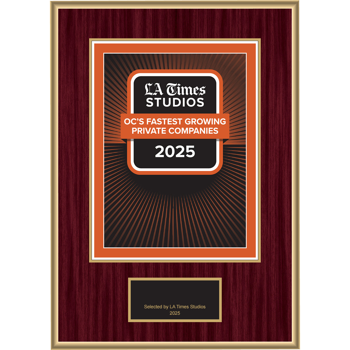 2025 OC’s Fastest Growing Private Companies – Logo (Plaque included)