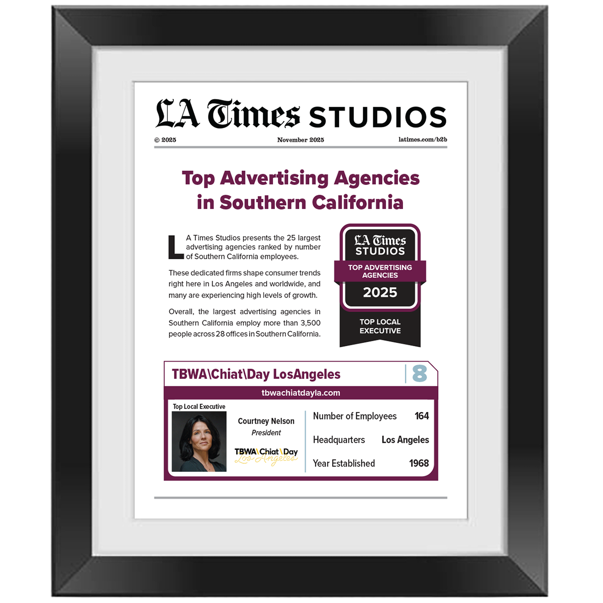 2025 Top Advertising Agencies: Top Local Executives – Article in Black Frame
