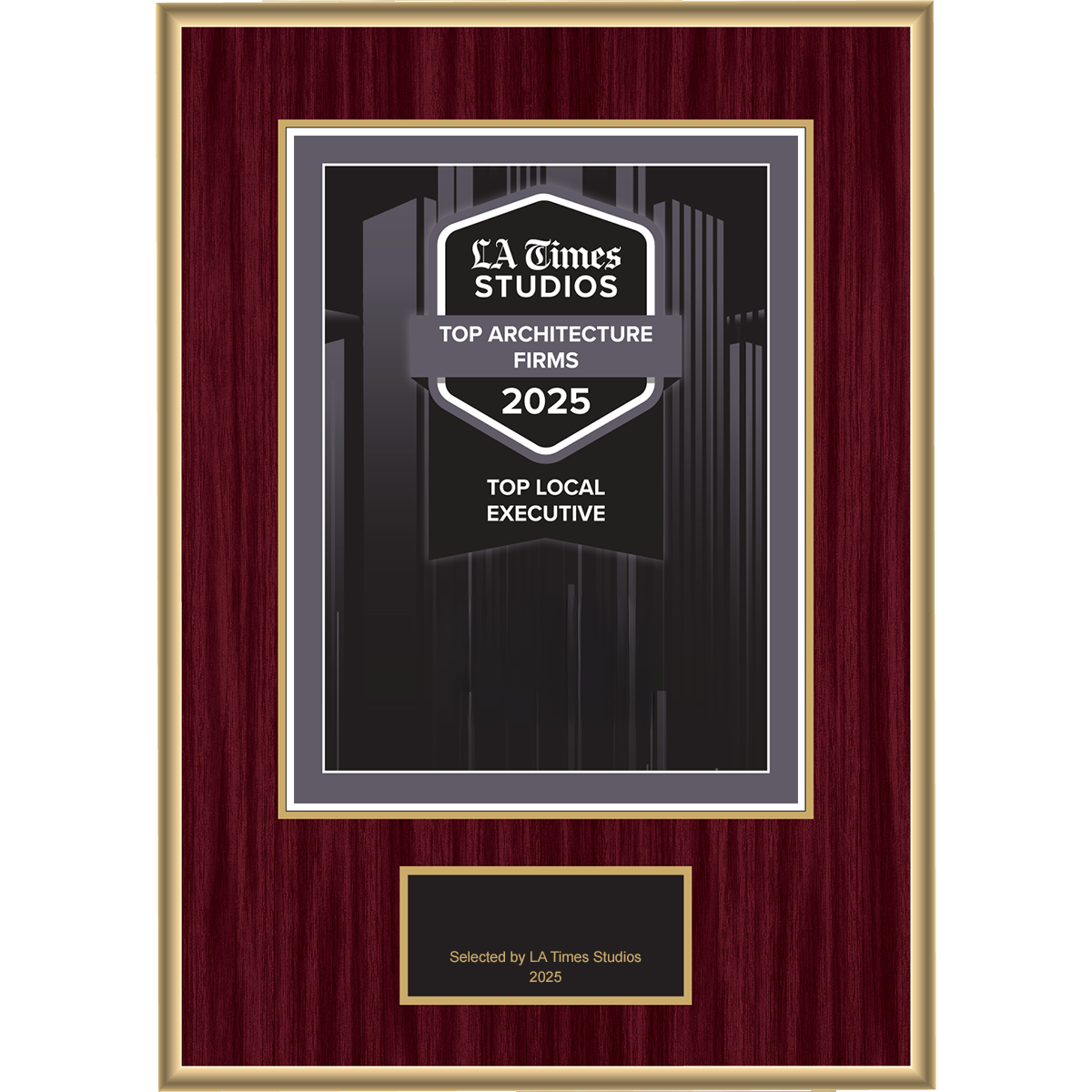 2025 Top Architecture Firms: Top Local Executive – Plaque (With or Without Photo)