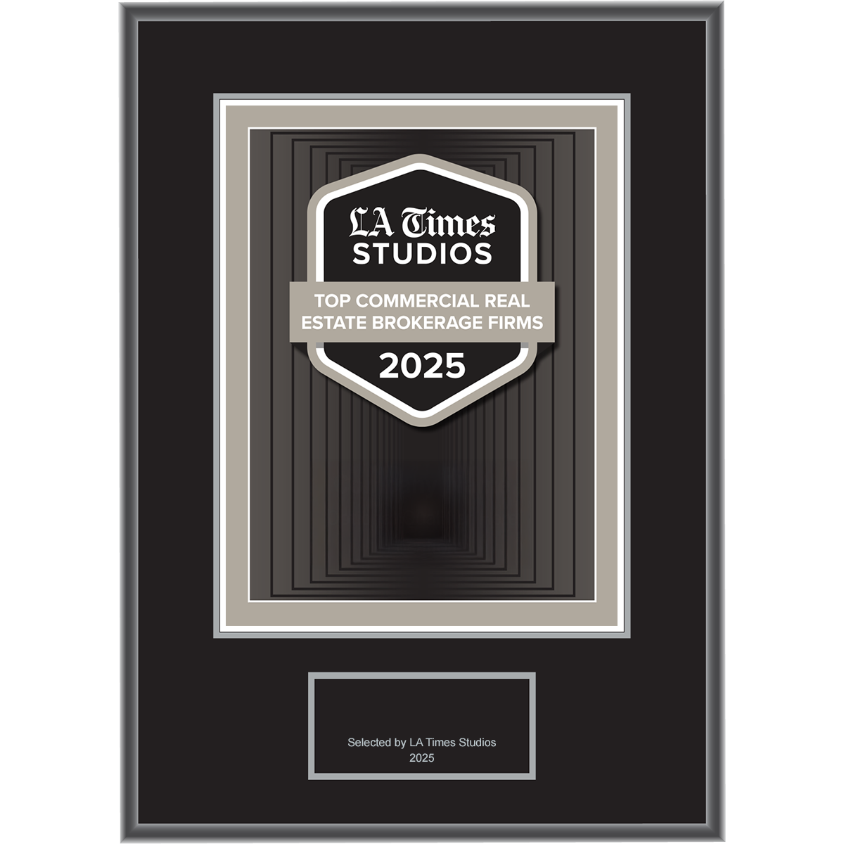 2025 Top Commercial Real Estate Brokerage Firms – Logo (Plaque included)