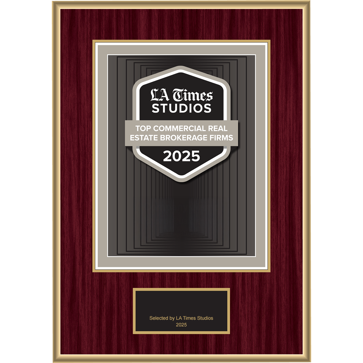 2025 Top Commercial Real Estate Brokerage Firms – Logo (Plaque included)