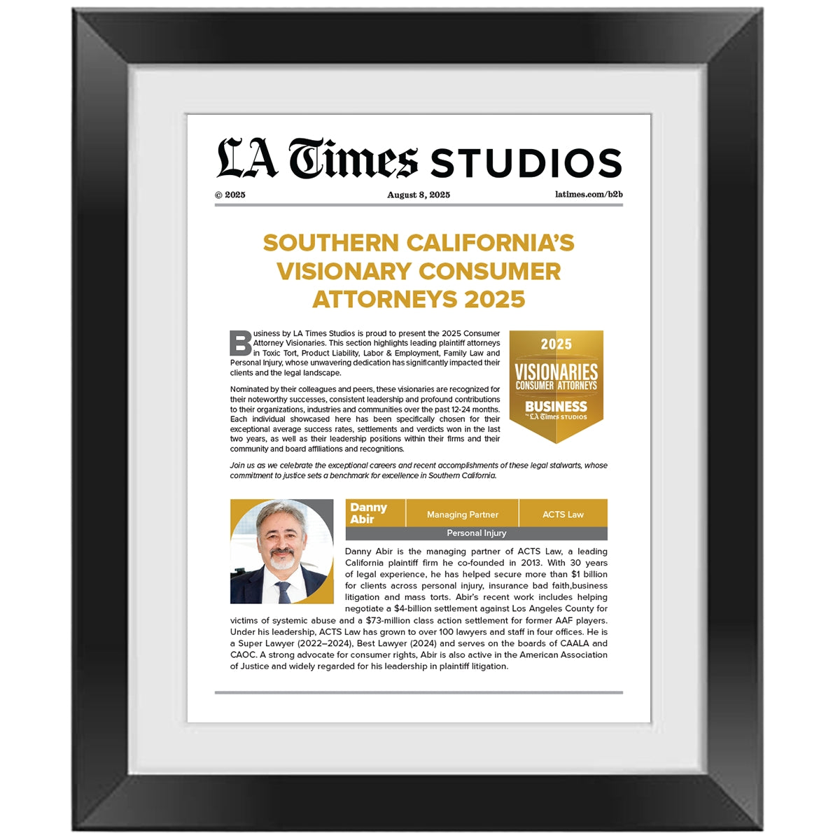 2025 Consumer Attorney Visionaries – Article in Black Frame