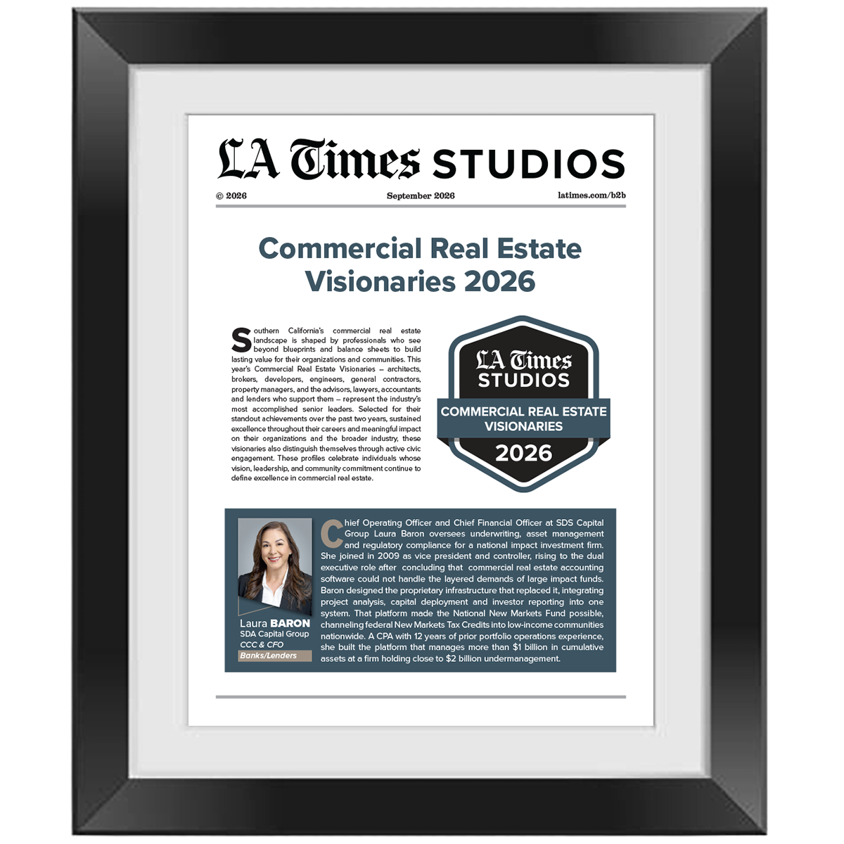 2026 Commercial Real Estate Visionaries – Article in Black Frame