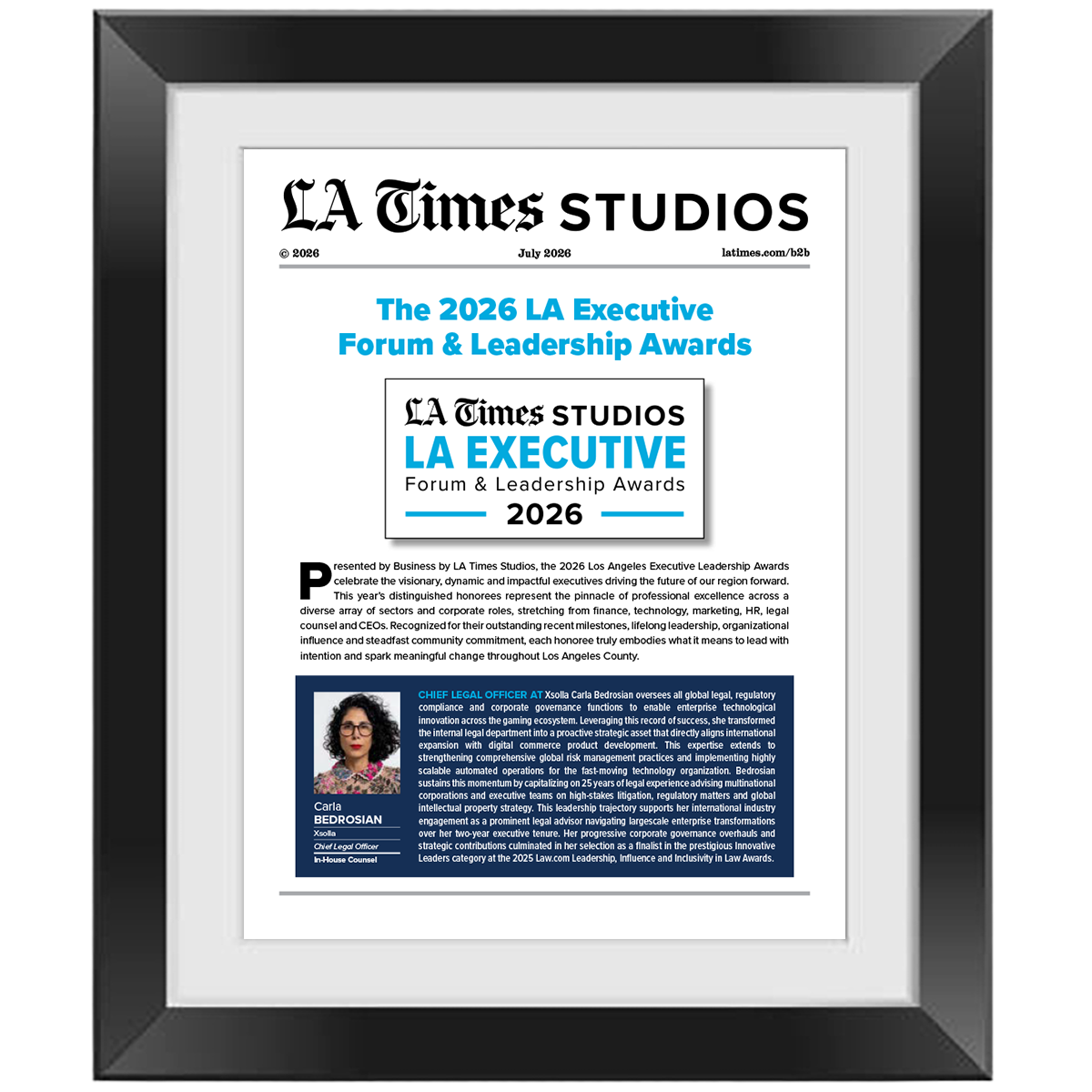 2026 LA Executive Forum & Leadership Awards – Article in Black Frame