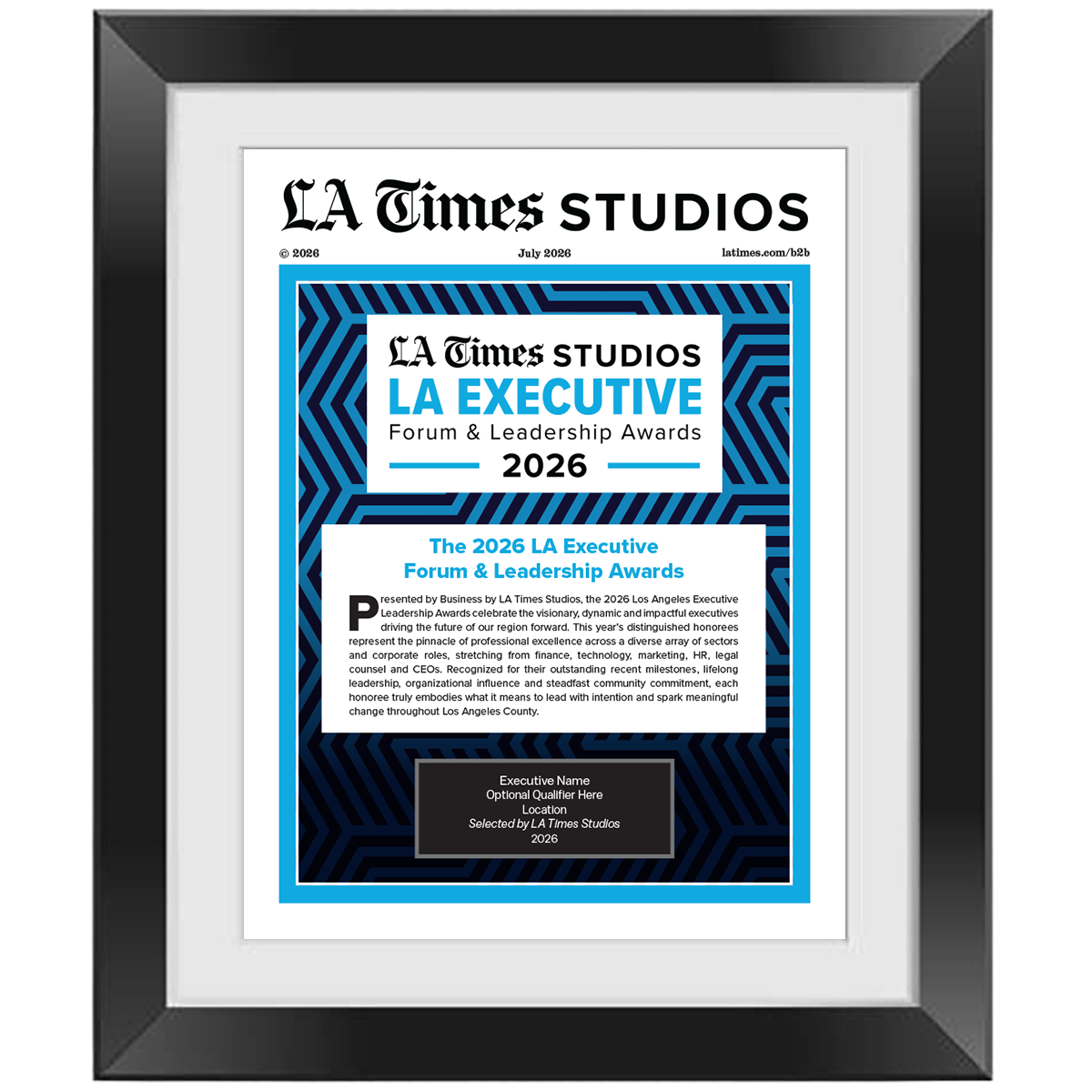2026 LA Executive Forum & Leadership Awards – Article in Black Frame