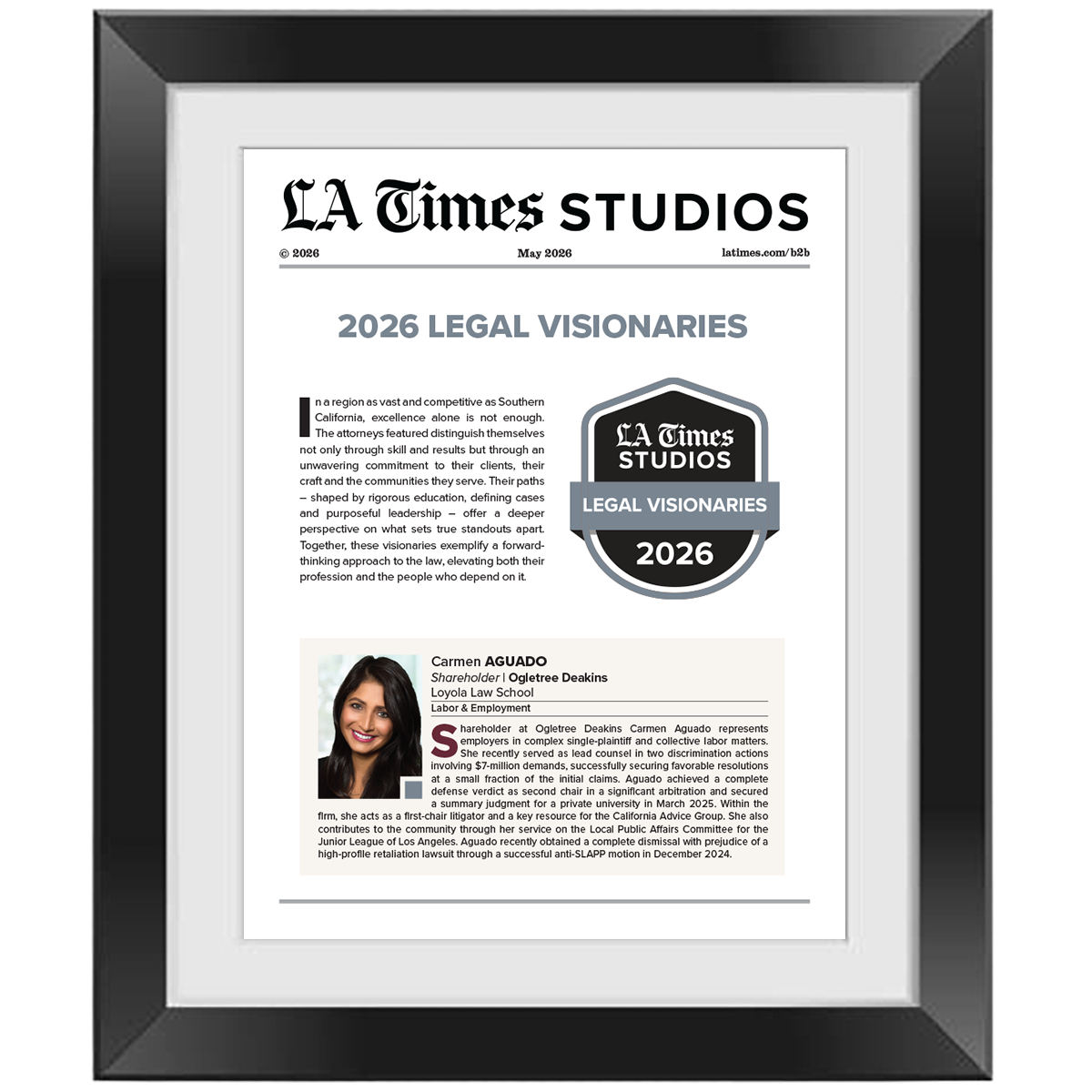 2026 Legal Visionaries – Article in Black Frame