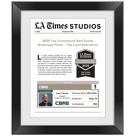 2026 Top Commercial Real Estate Brokerage Firms: Top Local Executive – Article in Black Frame