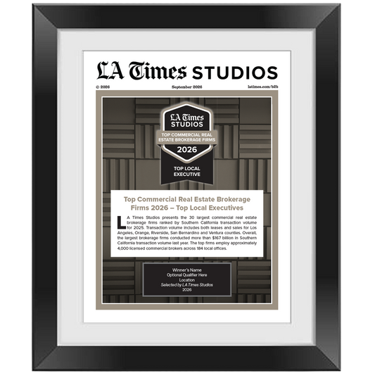 2026 Top Commercial Real Estate Brokerage Firms: Top Local Executive – Article in Black Frame
