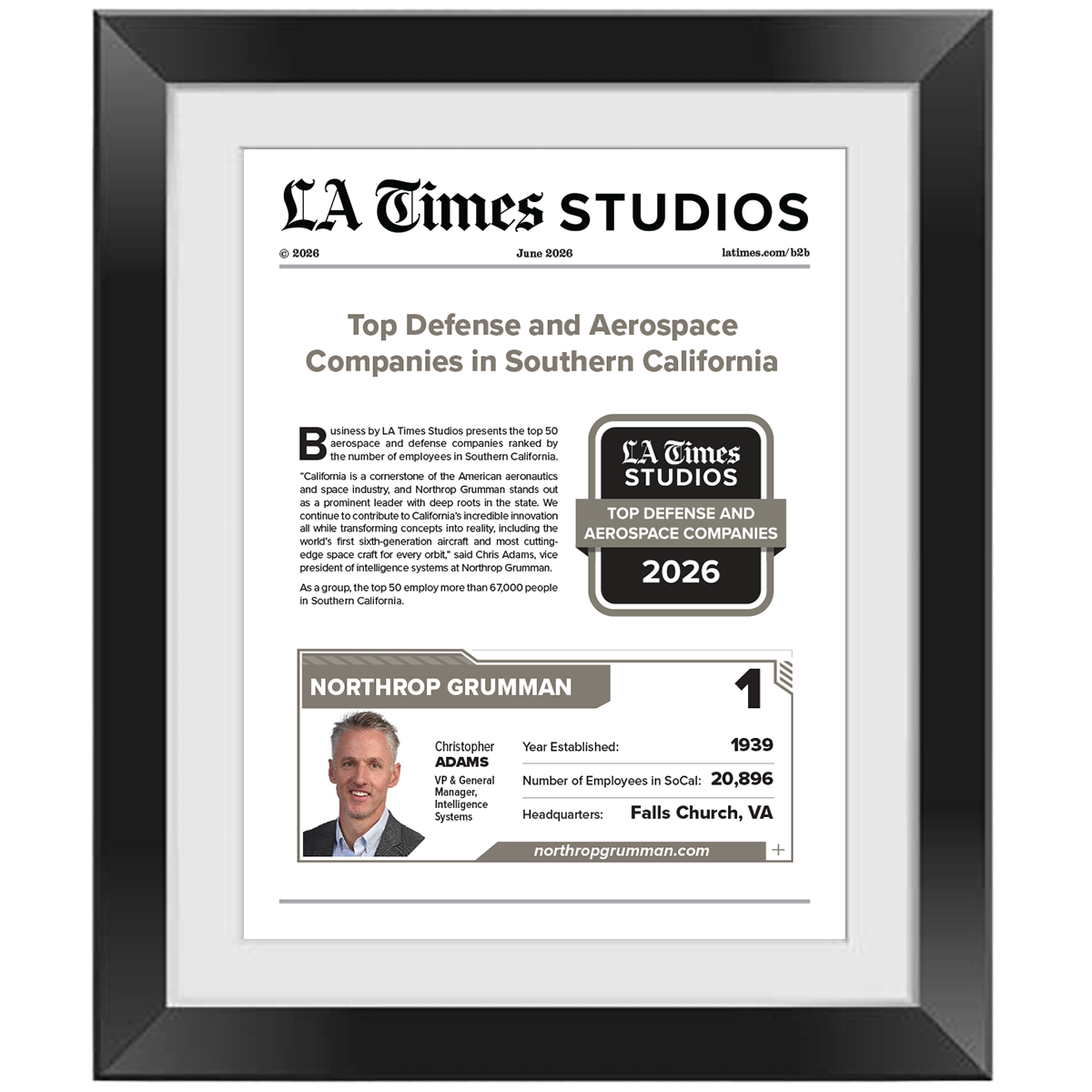 2026 Top Defense & Aerospace Companies – Article in Black Frame
