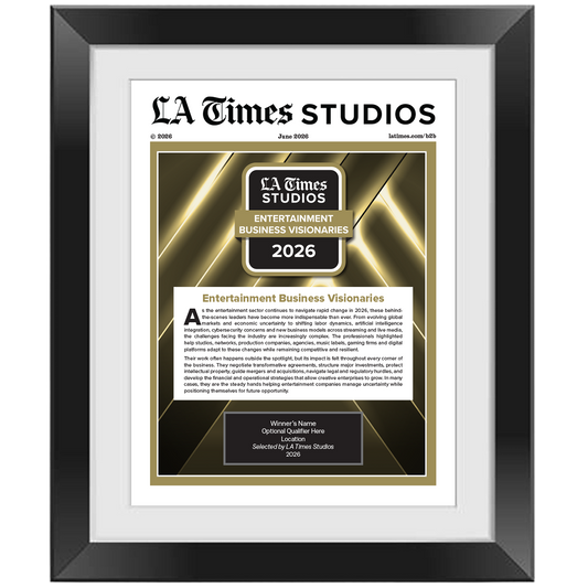 2026 Top Entertainment Business Visionaries – Article in Black Frame