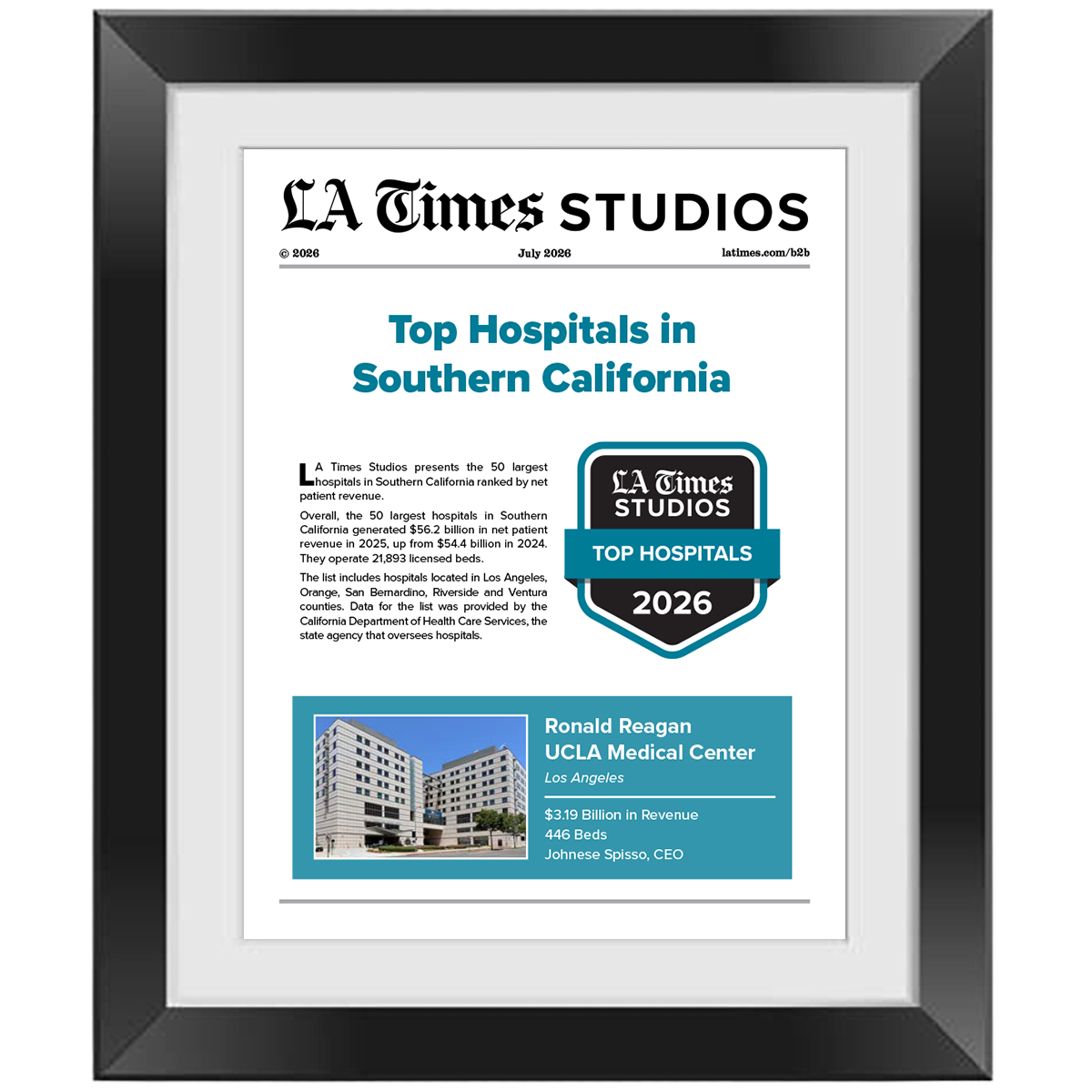 2026 Top Hospitals – Article in Black Frame