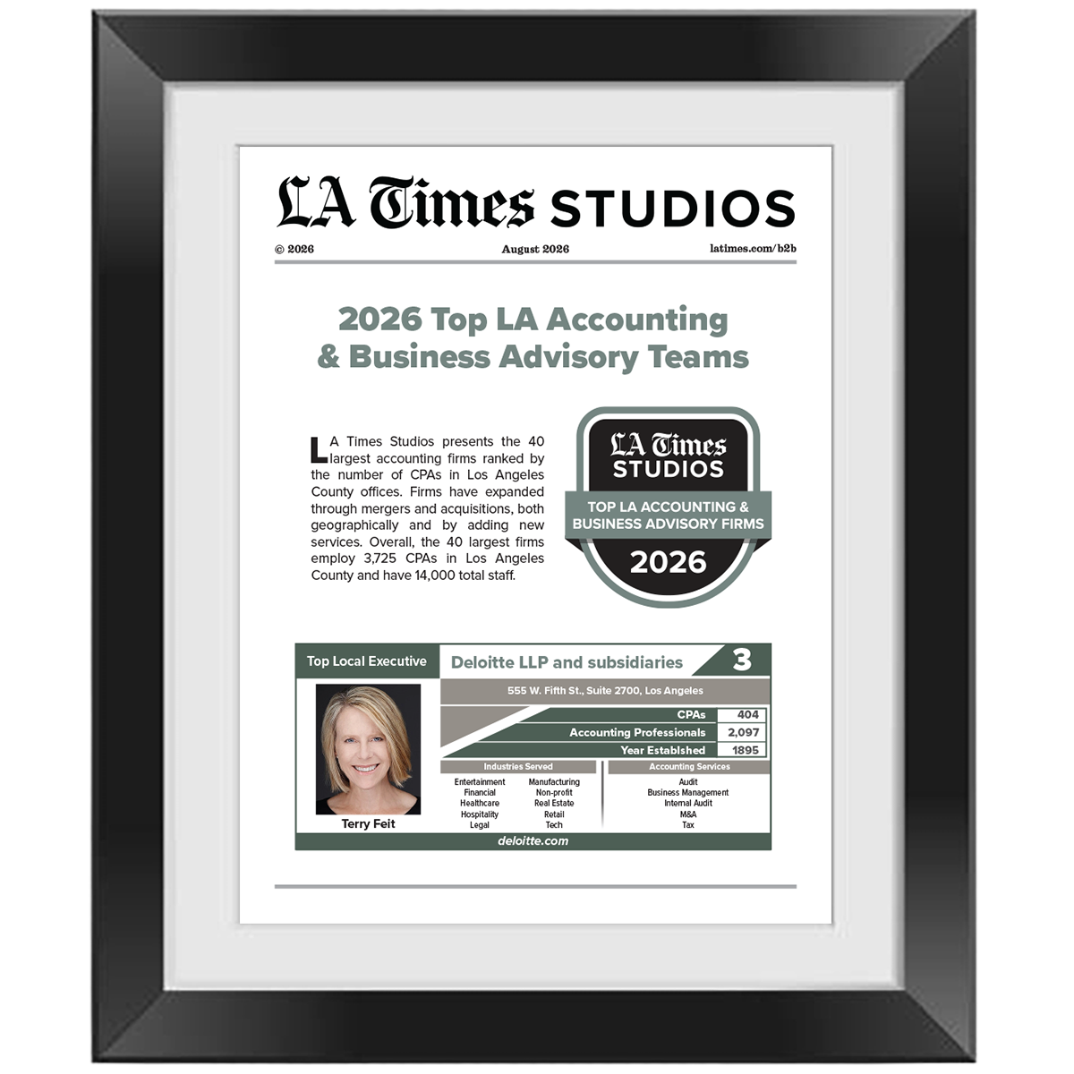 2026 Top LA Accounting & Business Advisory Firms – Article in Black Frame