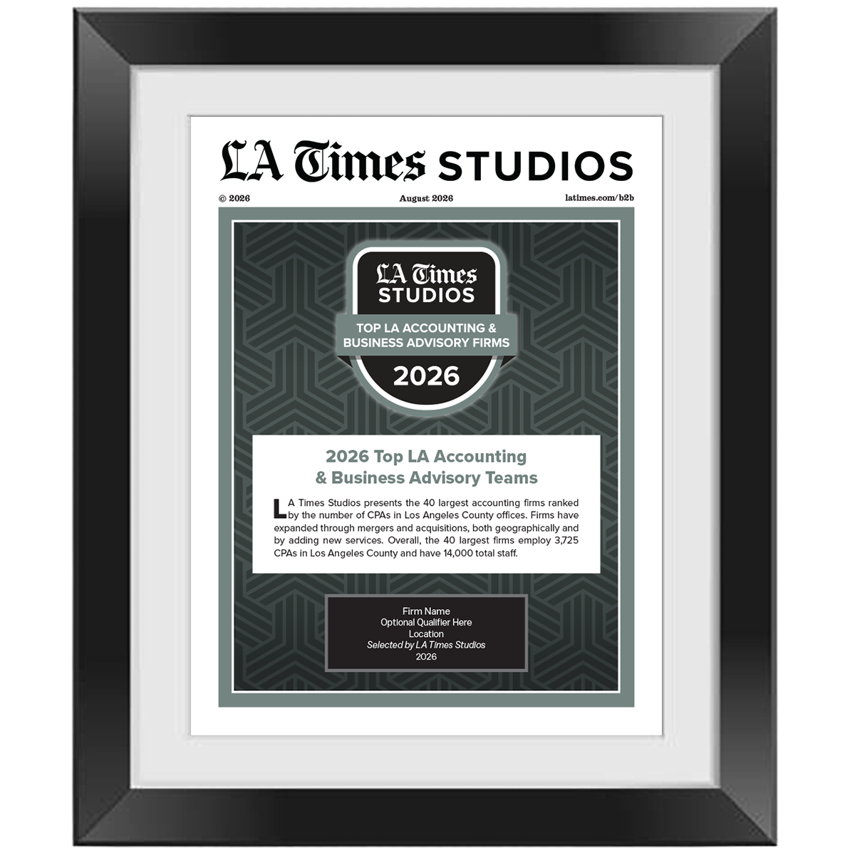 2026 Top LA Accounting & Business Advisory Firms – Article in Black Frame