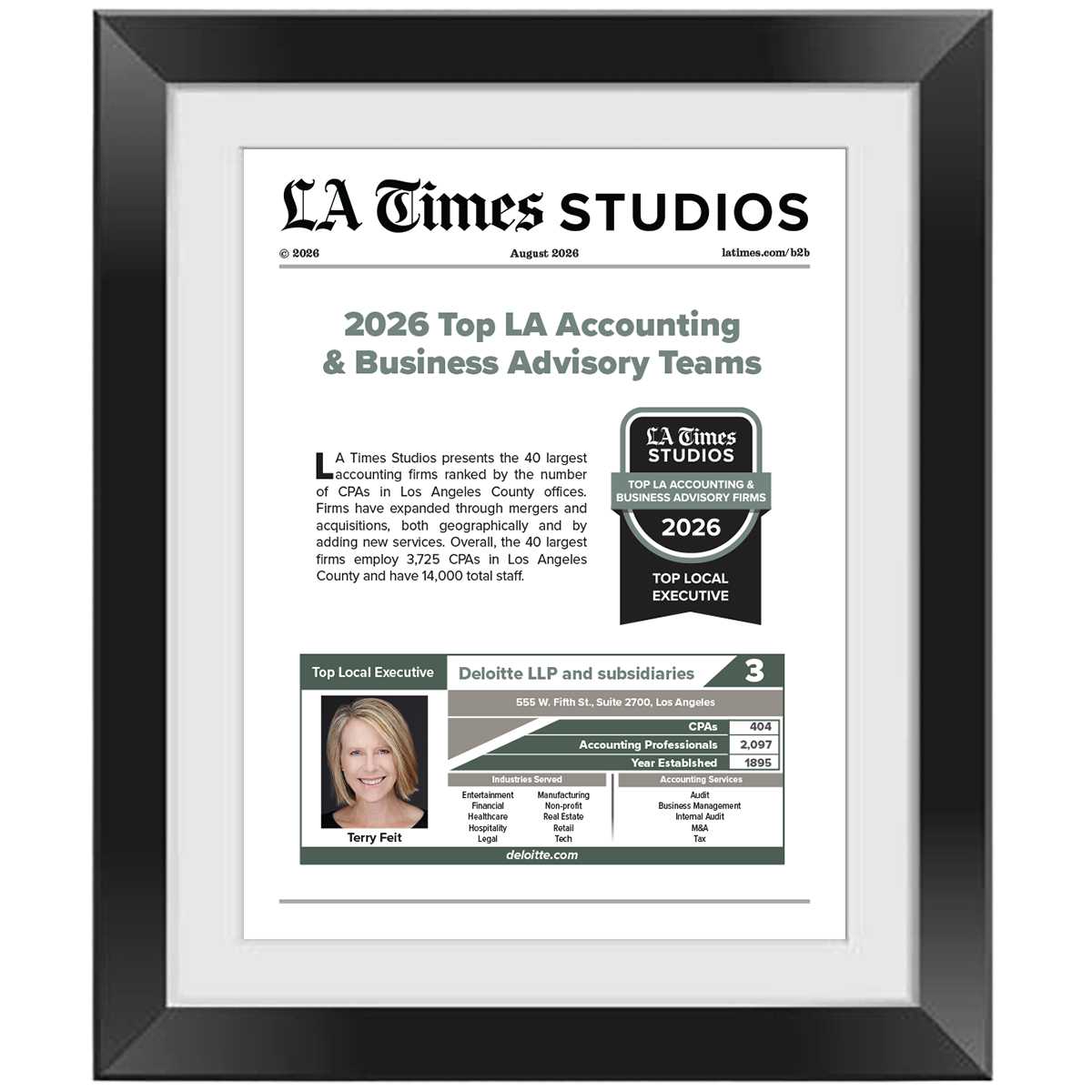 2026 Top LA Accounting & Business Advisory Firms: Top Local Executive – Article in Black Frame