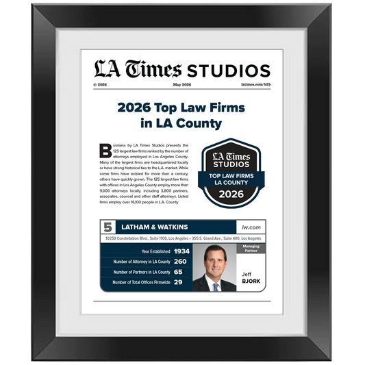 2026 Top Law Firms LA County   – Article in Black Frame