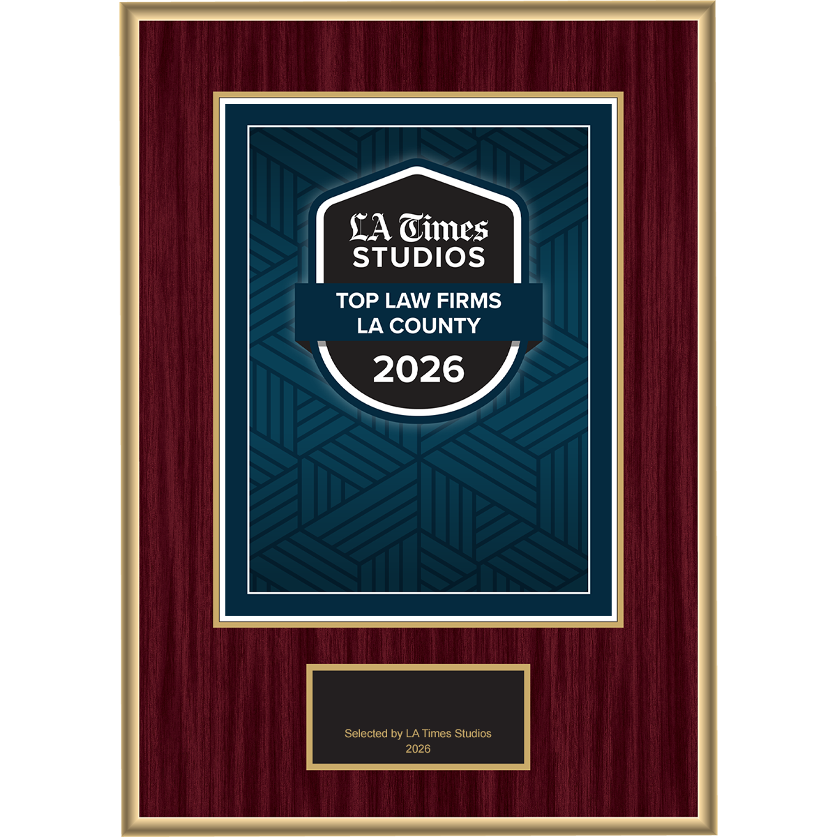 2026 Top Law Firms LA County – Plaque (With or Without Photo)