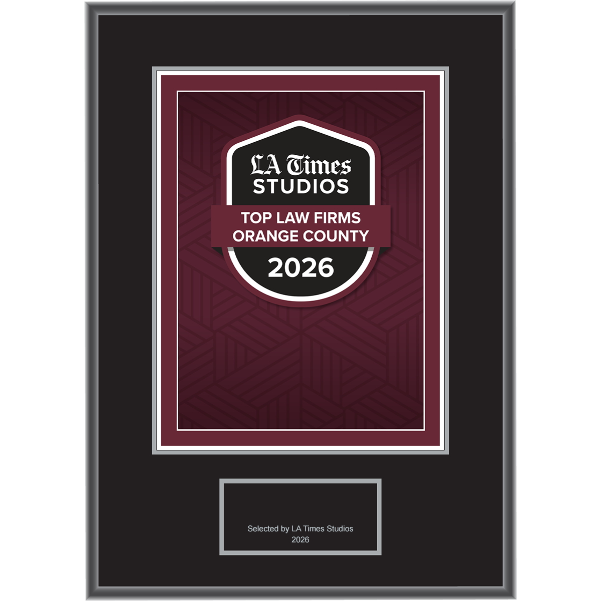 2026 Top Law Firms Orange County – Plaque (With or Without Photo)