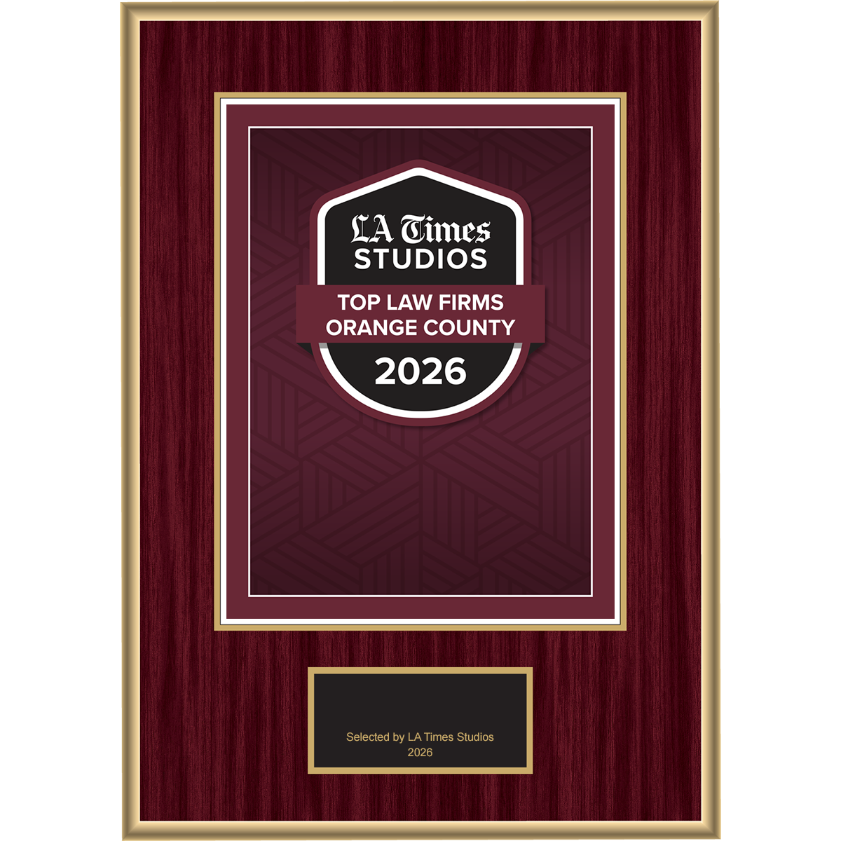 2026 Top Law Firms Orange County – Plaque (With or Without Photo)