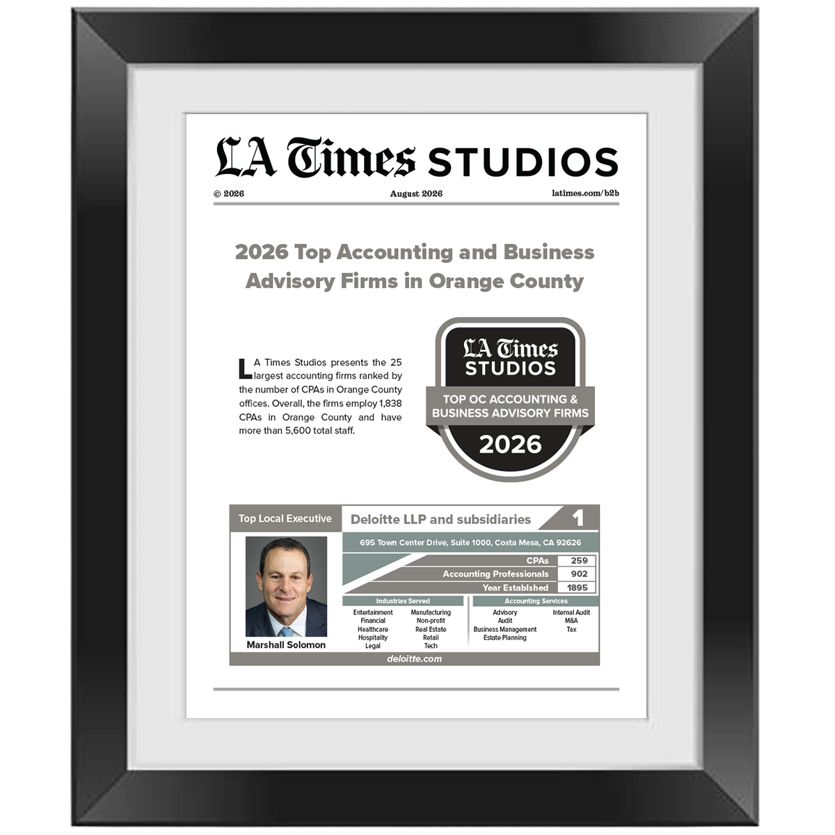 2026 Top OC Accounting & Business Advisory Firms – Article in Black Frame