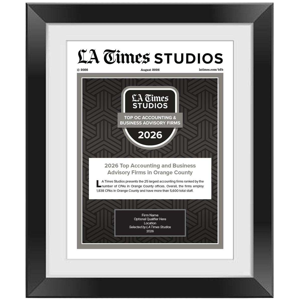 2026 Top OC Accounting & Business Advisory Firms – Article in Black Frame