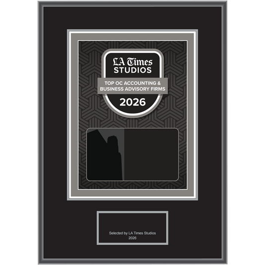 2026 Top OC Accounting & Business Advisory Firms – Plaque (With or Without Photo)