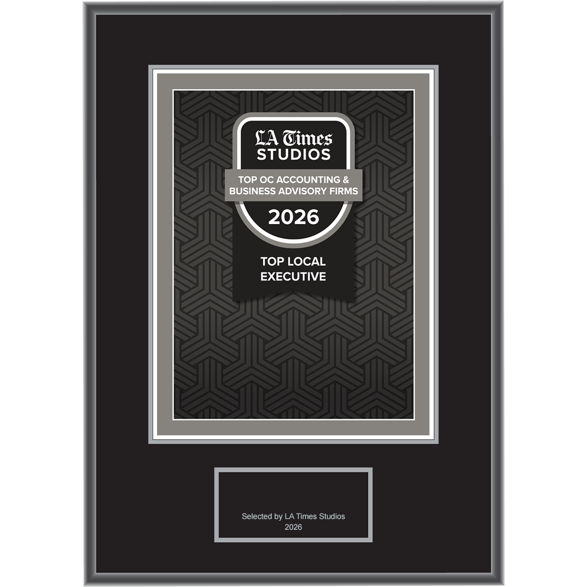 2026 Top OC Accounting & Business Advisory Firms: Top Local Executive – Logo (Plaque included)