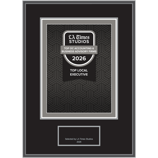 2026 Top OC Accounting & Business Advisory Firms: Top Local Executive – Logo (Plaque included)