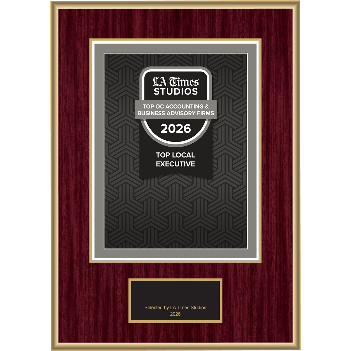 2026 Top OC Accounting & Business Advisory Firms: Top Local Executive – Logo (Plaque included)