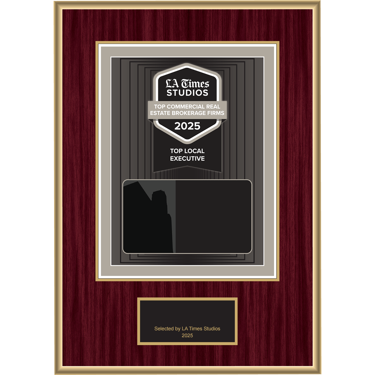 2025 Top Commercial Real Estate Brokerage Firms: Top Local Executive – Plaque (With or Without Photo)