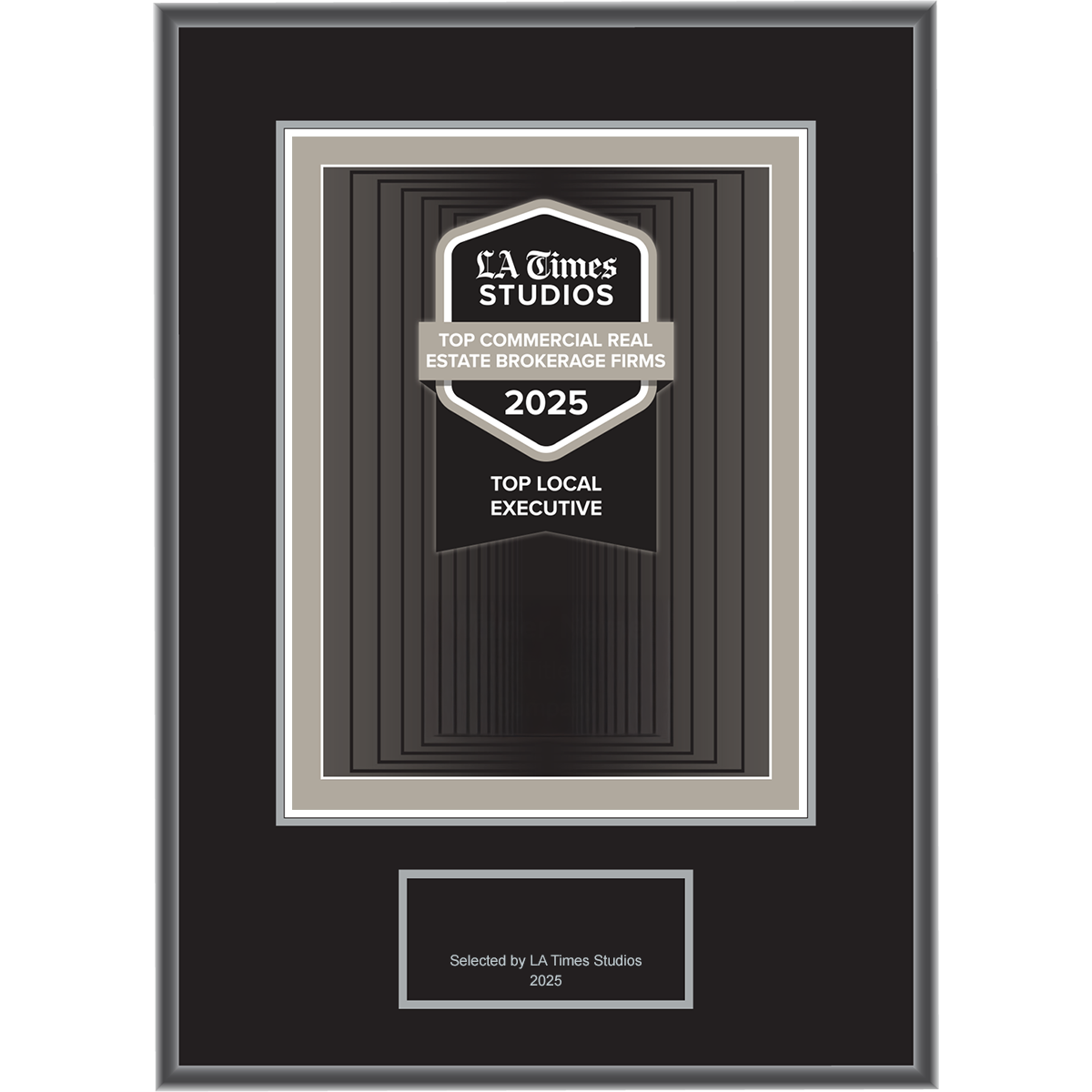 2025 Top Commercial Real Estate Brokerage Firms: Top Local Executive – Logo (Plaque included)